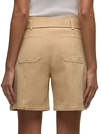 Belted Cotton Long Bermuda Shorts