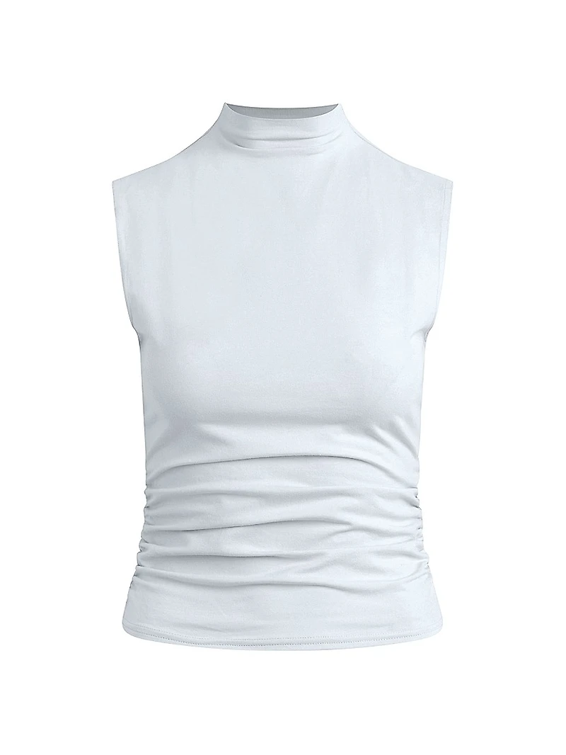 Ruched Stretch-Cotton Tank