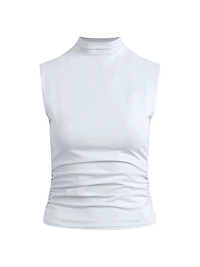 Ruched Stretch-Cotton Tank