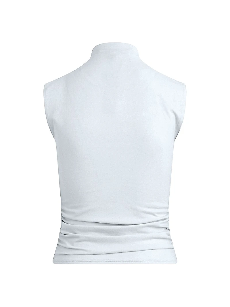 Ruched Stretch-Cotton Tank