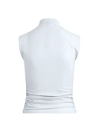 Ruched Stretch-Cotton Tank