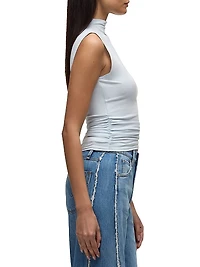 Ruched Stretch-Cotton Tank