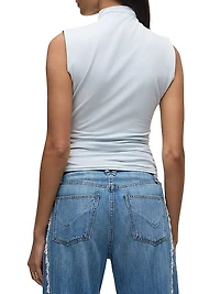 Ruched Stretch-Cotton Tank