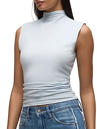 Ruched Stretch-Cotton Tank