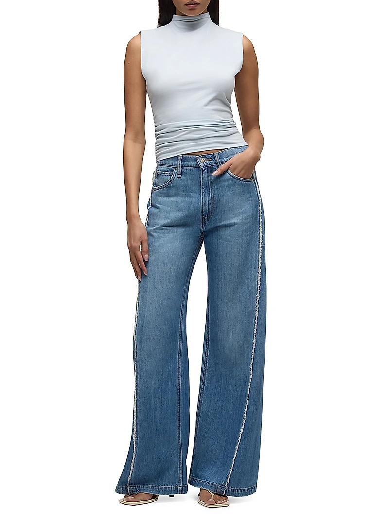 Ruched Stretch-Cotton Tank