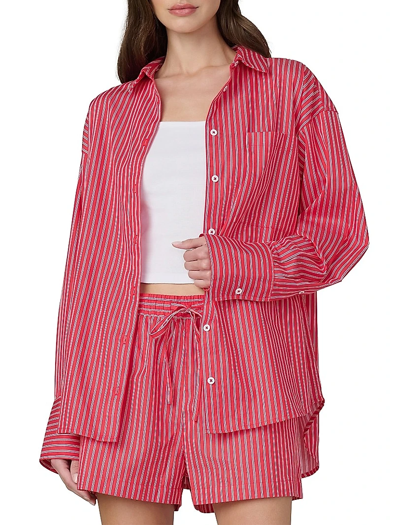 The Boyfriend Pinstriped Cotton Button-Front Shirt
