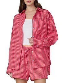 The Boyfriend Pinstriped Cotton Button-Front Shirt