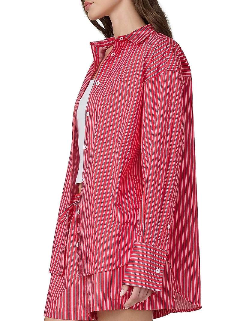 The Boyfriend Pinstriped Cotton Button-Front Shirt