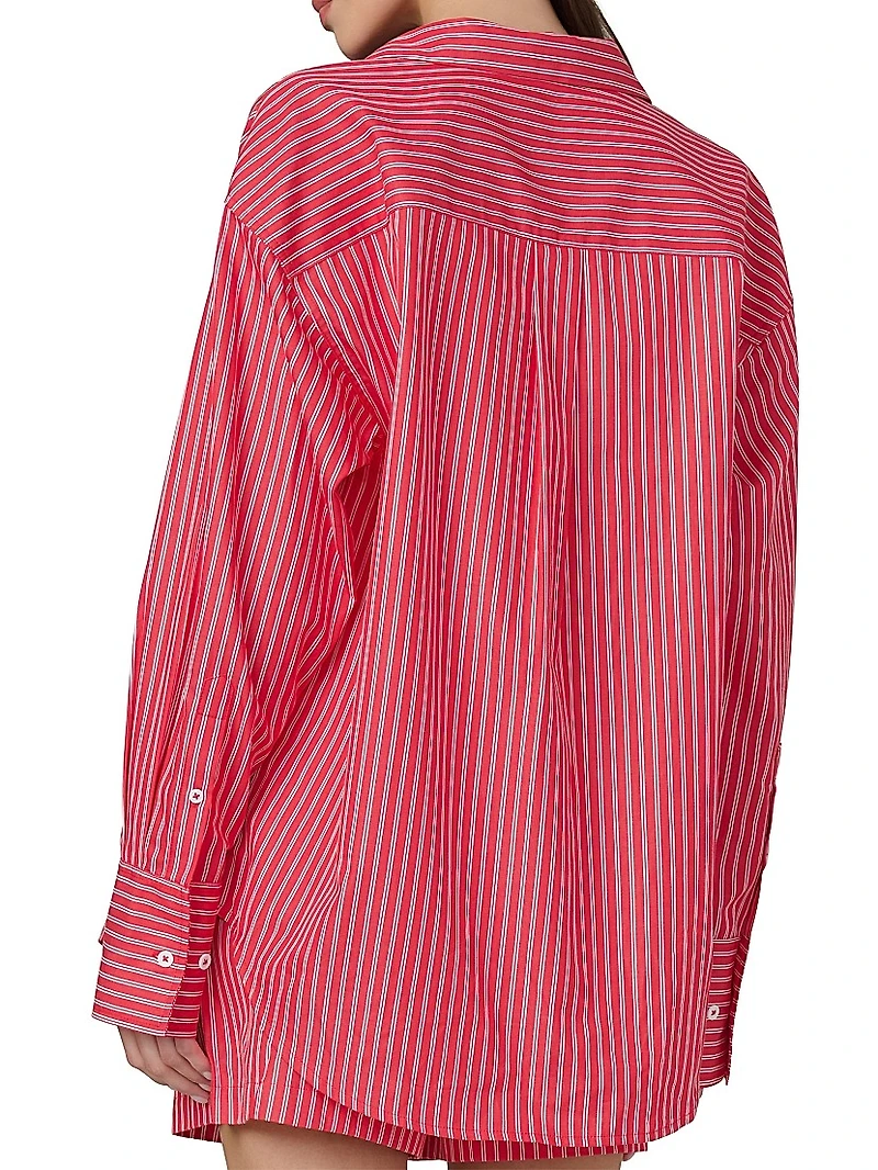 The Boyfriend Pinstriped Cotton Button-Front Shirt