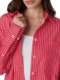 The Boyfriend Pinstriped Cotton Button-Front Shirt