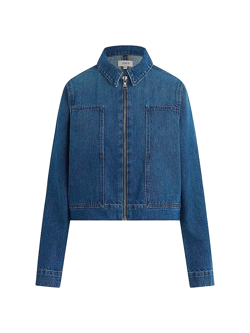 Denim Zip-Front Boxy Jacket