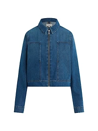 Denim Zip-Front Boxy Jacket