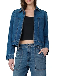 Denim Zip-Front Boxy Jacket