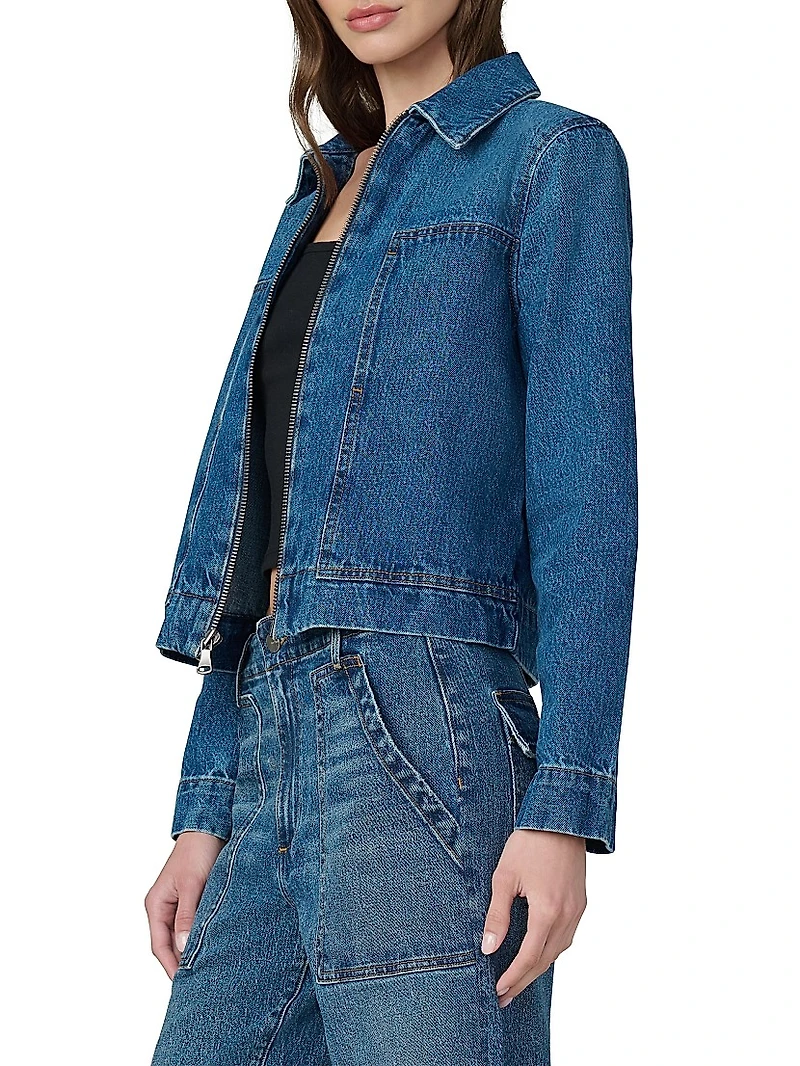 Denim Zip-Front Boxy Jacket