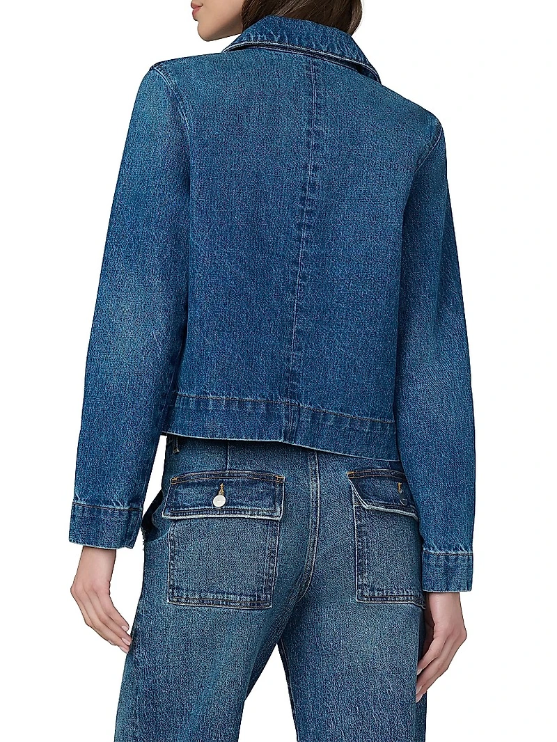 Denim Zip-Front Boxy Jacket