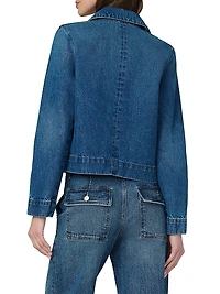 Denim Zip-Front Boxy Jacket