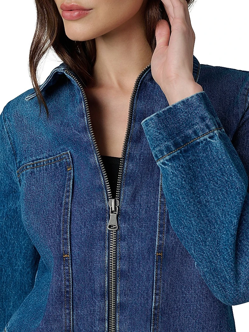 Denim Zip-Front Boxy Jacket