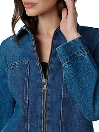 Denim Zip-Front Boxy Jacket