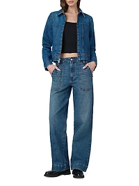 Denim Zip-Front Boxy Jacket