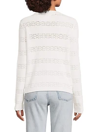 Pointelle Striped Cotton-Cashmere Sweater