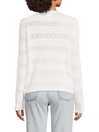 Pointelle Striped Cotton-Cashmere Sweater