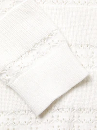Pointelle Striped Cotton-Cashmere Sweater
