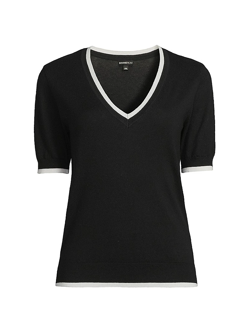 V-Neck Cotton-Cashmere Sweater