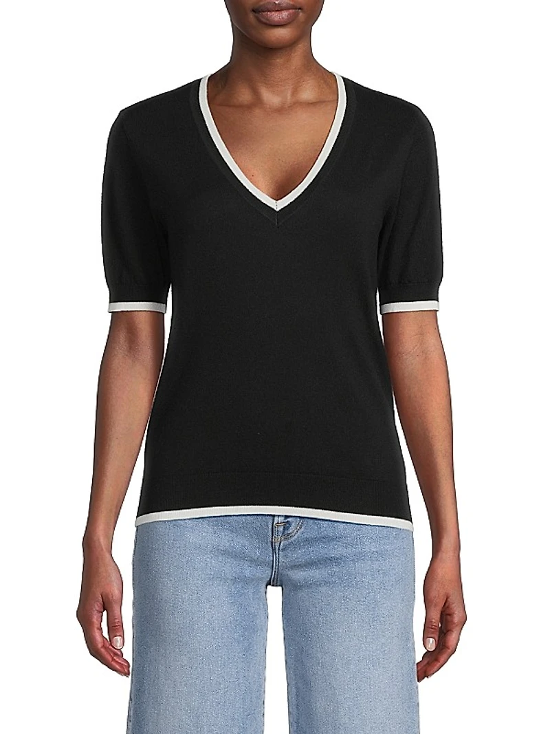 V-Neck Cotton-Cashmere Sweater