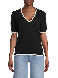 V-Neck Cotton-Cashmere Sweater