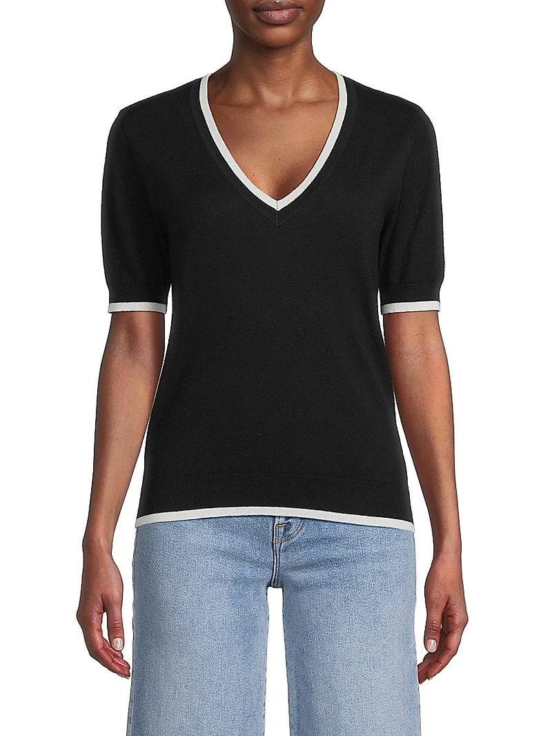 V-Neck Cotton-Cashmere Sweater