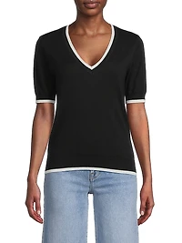 V-Neck Cotton-Cashmere Sweater