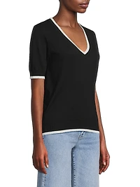 V-Neck Cotton-Cashmere Sweater