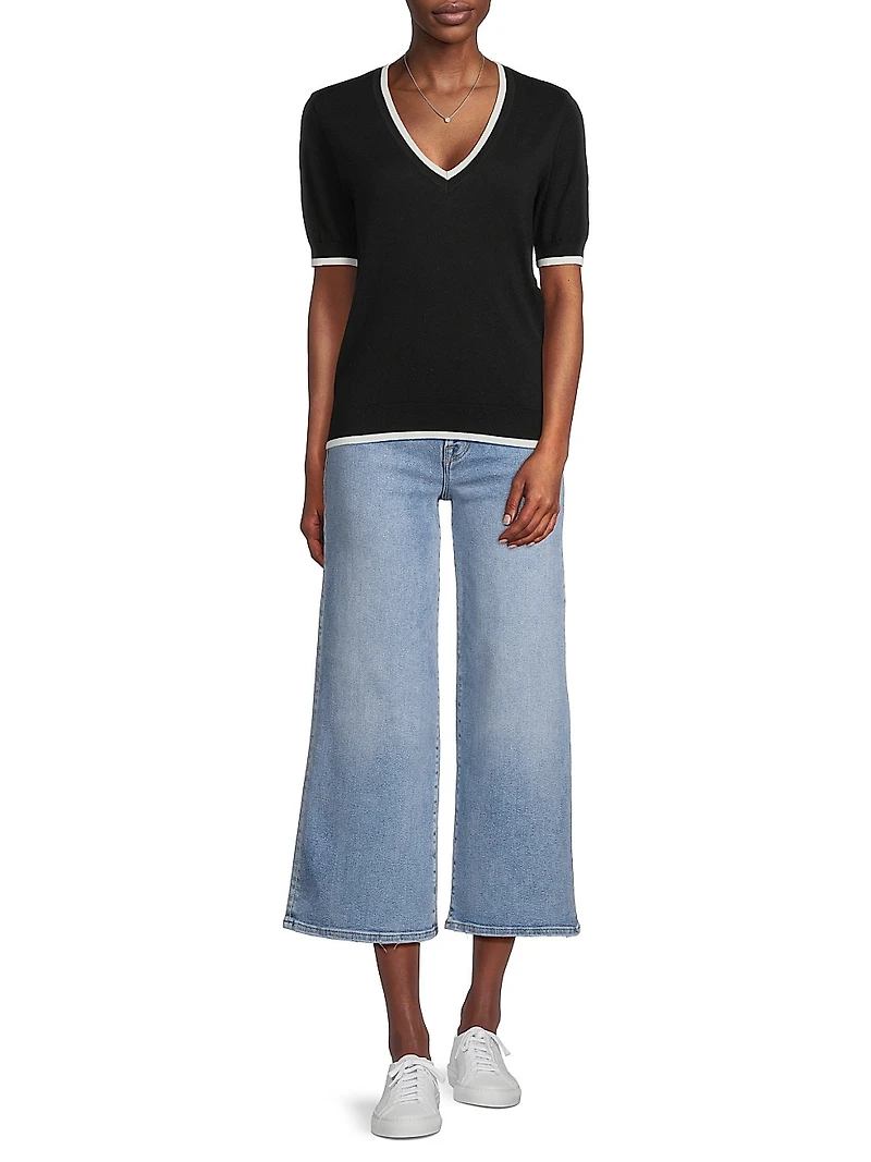 V-Neck Cotton-Cashmere Sweater