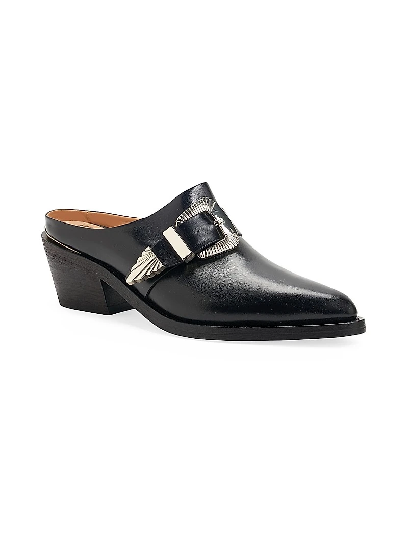 Moll 55MM Buckle-Detailed Leather Mules