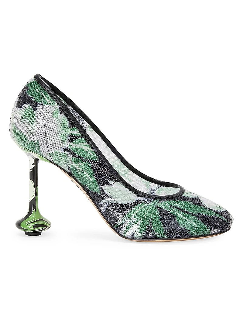Toy Pump 90MM Sequined Floral Pumps