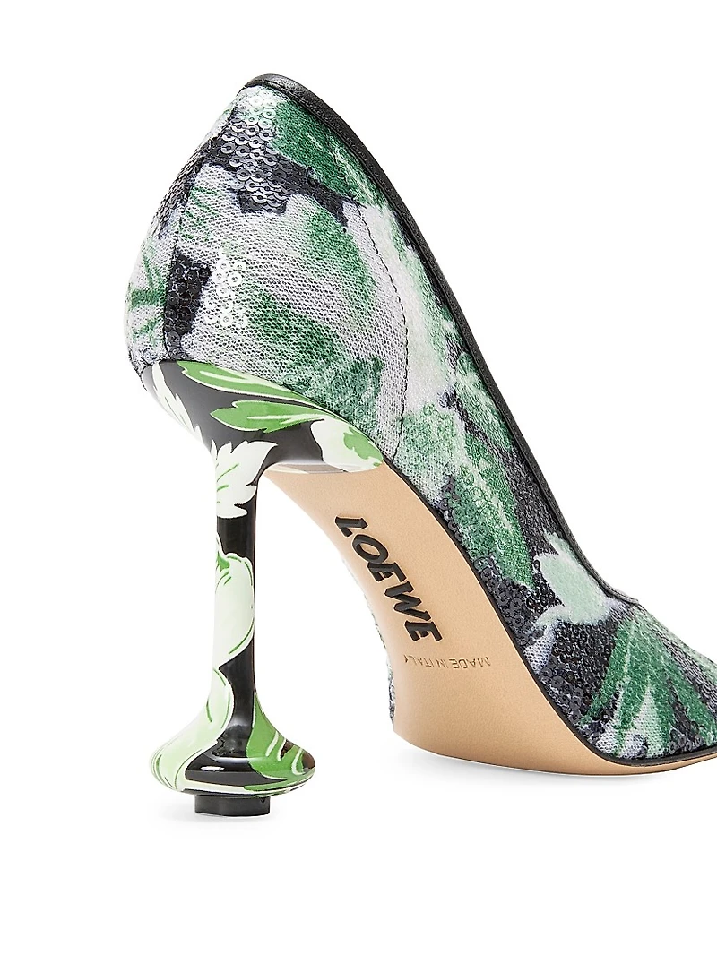 Toy Pump 90MM Sequined Floral Pumps