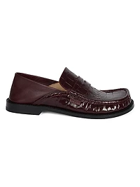Croc-Embossed Leather Loafers