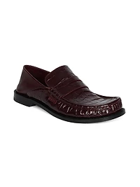 Croc-Embossed Leather Loafers