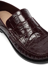 Croc-Embossed Leather Loafers