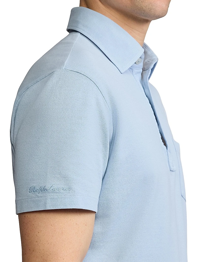 Custom-Slim-Fit Washed Piqué Polo Shirt