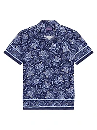 Paisley Terry Cotton Polo Shirt