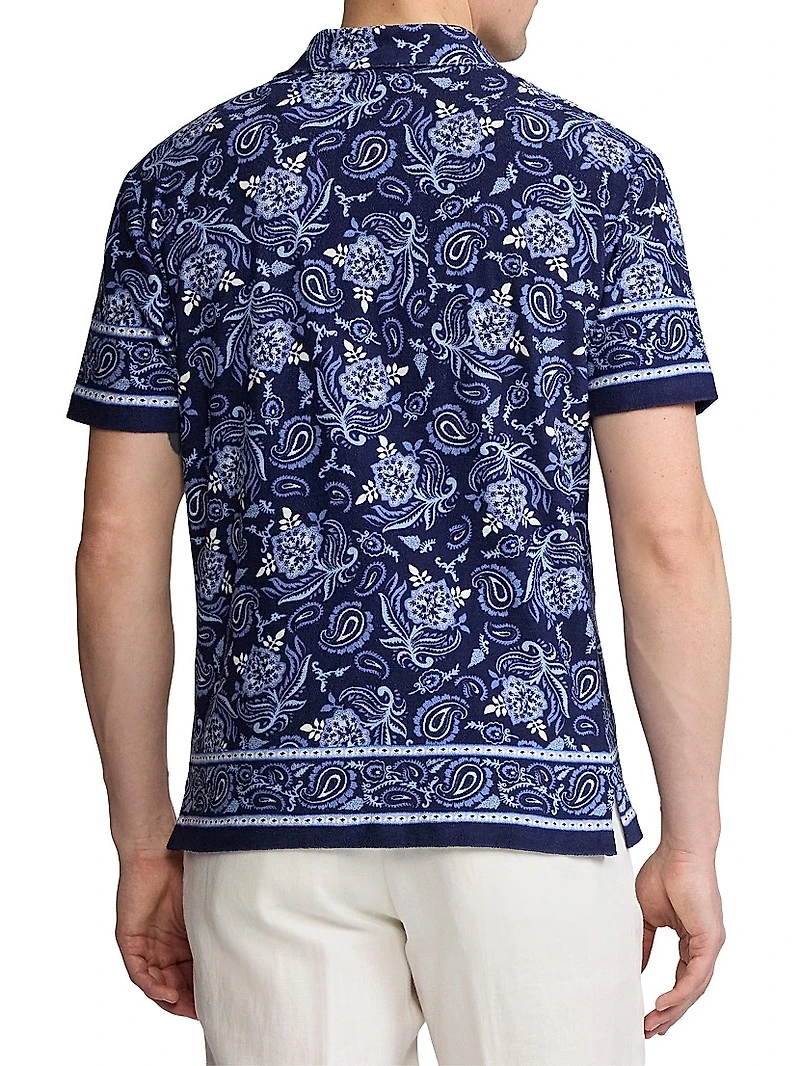 Paisley Terry Cotton Polo Shirt