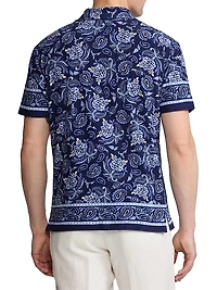 Paisley Terry Cotton Polo Shirt