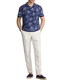 Paisley Terry Cotton Polo Shirt