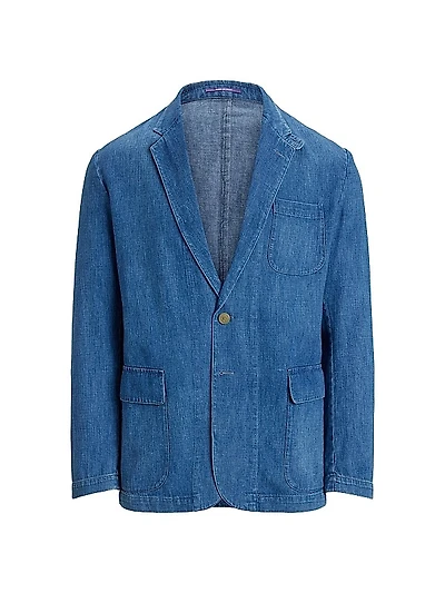 Indigo Cotton-Linen Denim Sport Coat