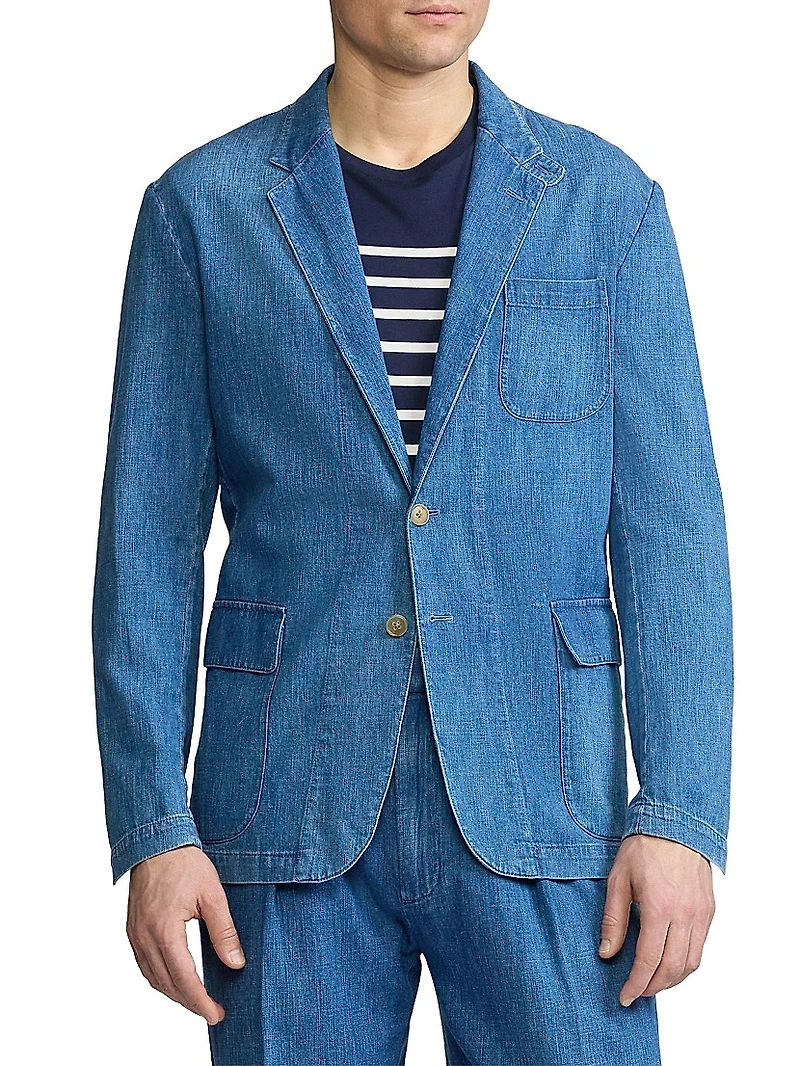 Indigo Cotton-Linen Denim Sport Coat