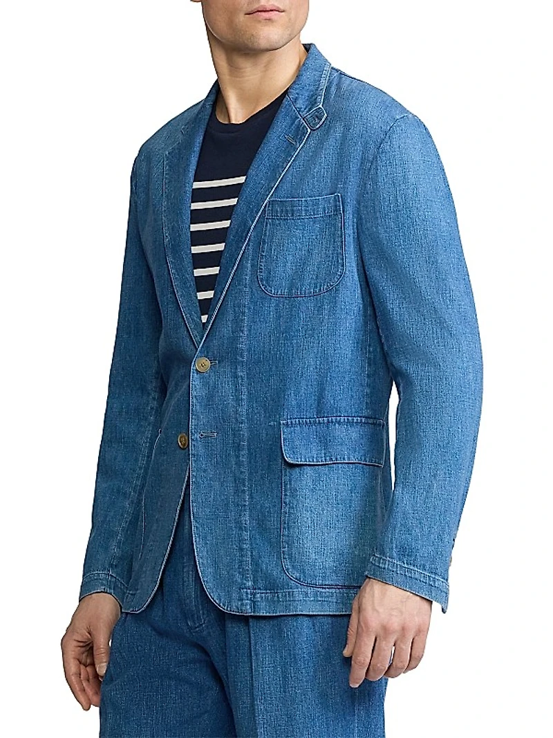 Indigo Cotton-Linen Denim Sport Coat