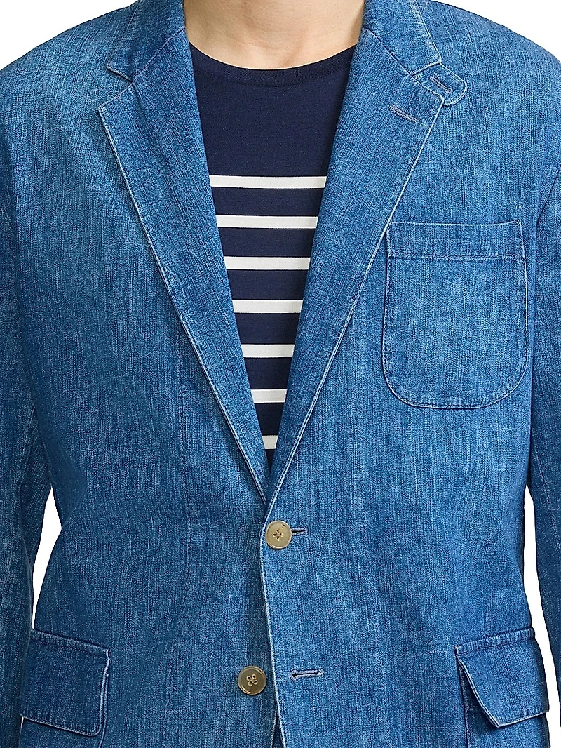 Indigo Cotton-Linen Denim Sport Coat