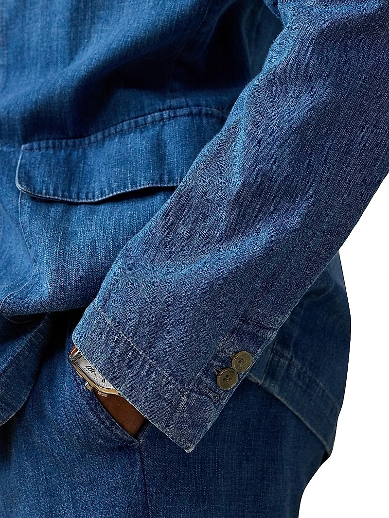 Indigo Cotton-Linen Denim Sport Coat