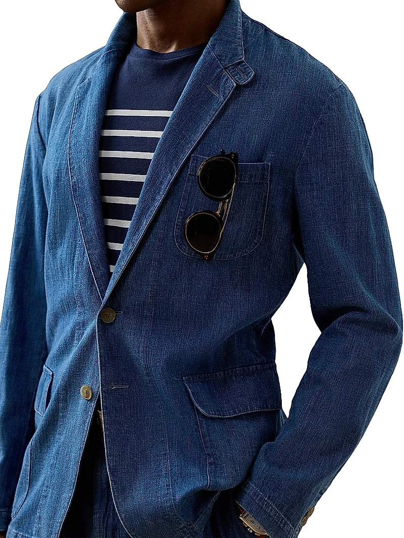Indigo Cotton-Linen Denim Sport Coat